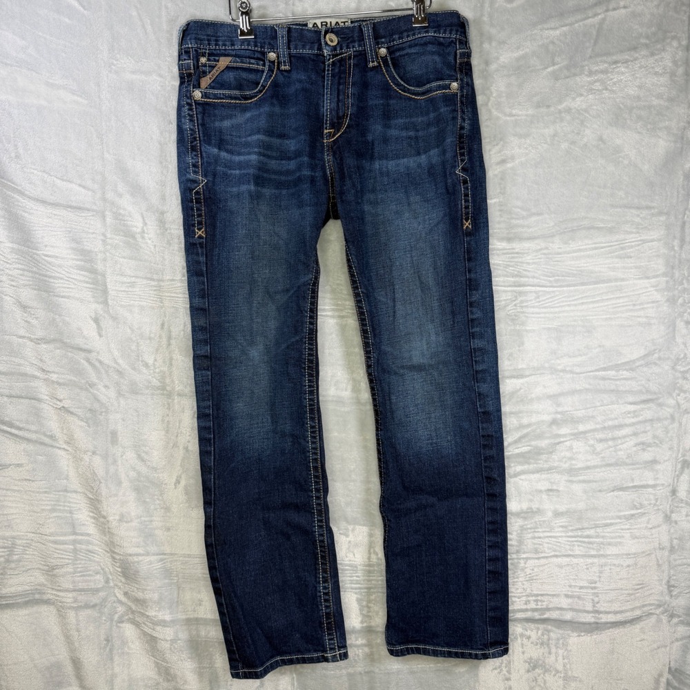 Ariat M7 Tanner Straight Leg Jeans Mens 33x30 Blue Denim Stackable Slim Fit 4121